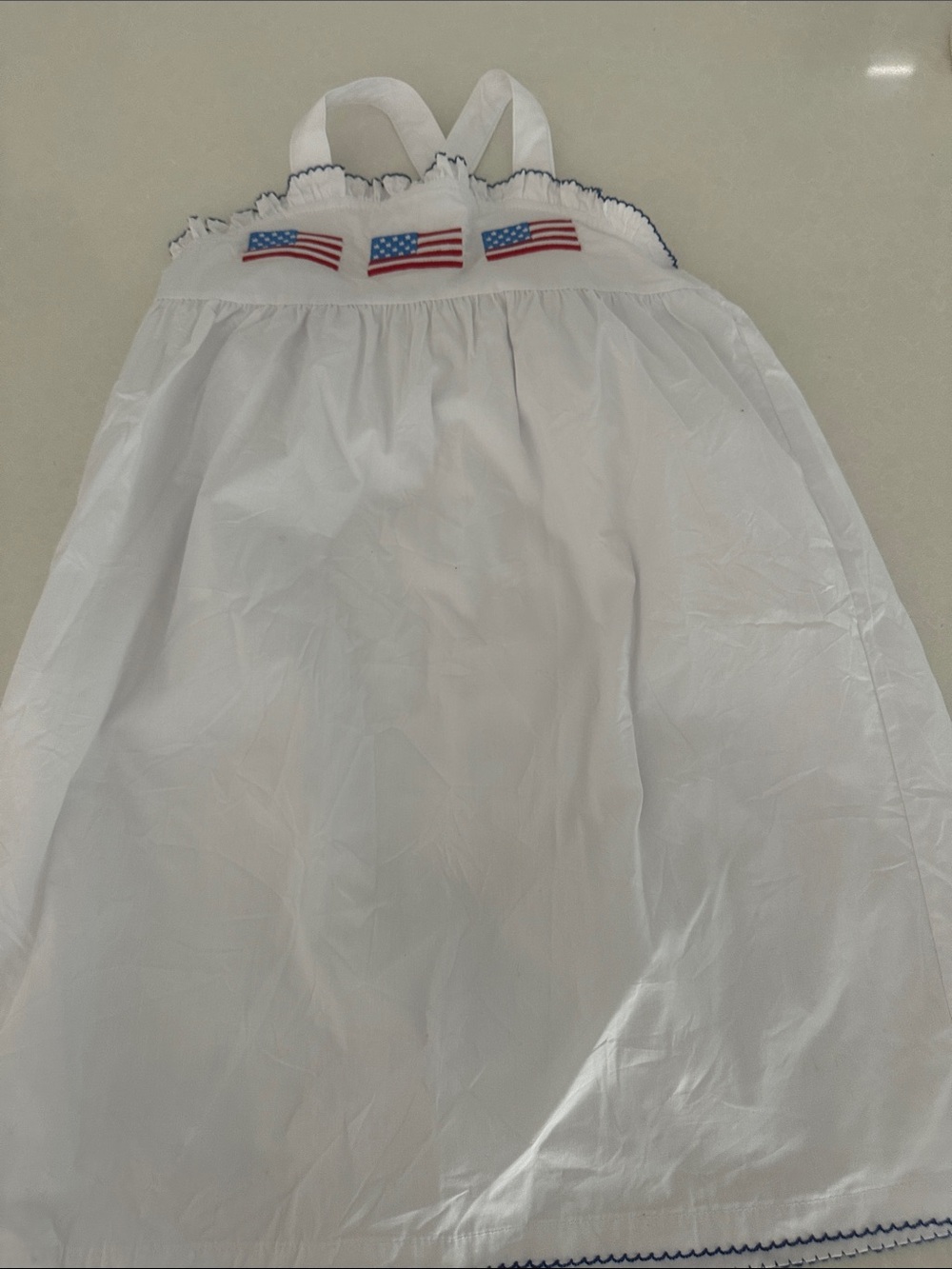 Classic Whimsy White Cotton Top with Green Logo Tag
